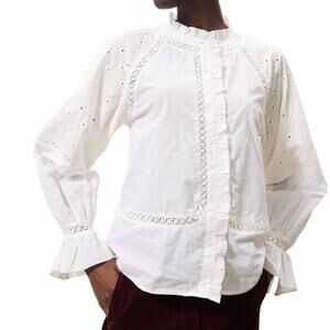 NEW FRNCH women's chadia pattern blouse in cream
